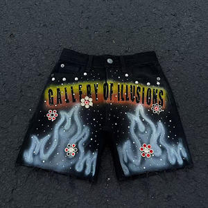 Noi due. <span class=keywords><strong>Shorts</strong></span> Duty-Free in <span class=keywords><strong>Denim</strong></span> stile retrò con strass antichi Jeans estivi a vita alta al ginocchio da uomo - Product Image 4