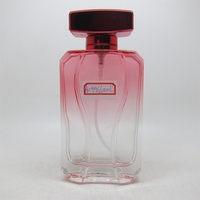 Pabrik Harga Murah Grosir Kualitas Tinggi Merah Gradien Kosong Parfum Botol Kaca 100Ml dengan Persegi Tutup Aluminium