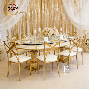 Mesas Ovaladas de Acero Inoxidable para Eventos y Bodas, Alquiler de Muebles para Eventos en Interiores - Product Image 4