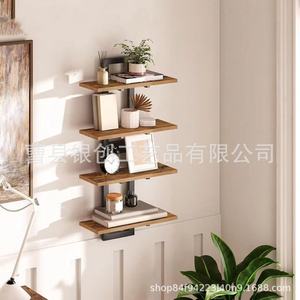 Wooden Floating <b>Wall</b> <b>Shelf</b> 2 Tier Rectangle Multipurpose Durable <b>Wall</b> <b>Mounted</b> Kitchen Living Room Storage Rack - Product Image 5