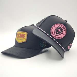 Gorras de Béisbol de 5 Paneles de PVC y Goma con Parche de Dobby Dot/Logotipo de Fruta, Personalizadas con Corte Láser, Perforadas, Impermeables, para Deportes de Alto Rendimiento y Golf - Product Image 1