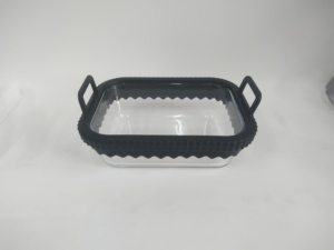 Revêtement en verre réutilisable pour friteuse à air avec anneau en silicone amovible, feuilles pour friteuse à air <span class=keywords><strong>Ninja</strong></span> Foodi DZ201/DZ401/DZ550, sans BPA - Product Image 4