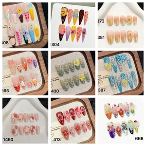 Faux ongles à presser en acrylique 3D faits main, forme stiletto de luxe, pointes longues, avec option de logo personnalisé, 10 pièces/paquet, lime à ongles incluse - Product Image 5