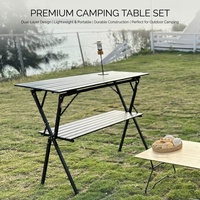 Table pliante rectangulaire d'extérieur en aluminium, style japonais, télescopique, pour balcon/camping, mobilier d'extérieur
