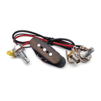 Set Sirkuit Pickup Kayu 3 Senar Baru 1V1T 500K-M7-18 dengan Jack 6.35 Warna Kayu untuk Gitar
