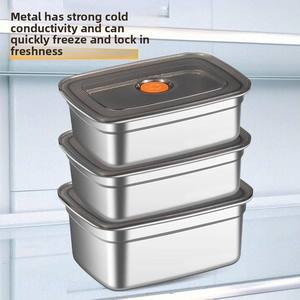 Modern <strong>2025</strong> <strong>Rectangle</strong> Multiple Sizes Storage Box Portable 1200ml-5500ml Stainless Steel Refrigerated Fresh Storage <strong>Container</strong> - Product Image 4