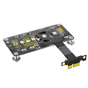 Combo 3 em 1 M.2 (NGFF) NVME M-key SSD para PCI-E 1X cabo de extensão com ventilador de refrigeração e LED de descoloração automática