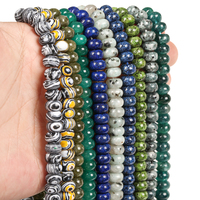 Perles de pierre naturelle 5x8mm, tourmaline verte, agate, jaspe, perles rondes pour la fabrication de bijoux, accessoires de bricolage, bracelets
