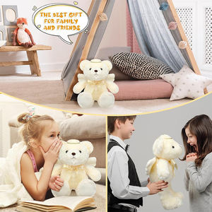 U450 Ours ange doux personnalisable en peluche oreiller en peluche avec auréole cadeau d'anniversaire pour garçons filles ours en peluche avec des ailes - Product Image 4