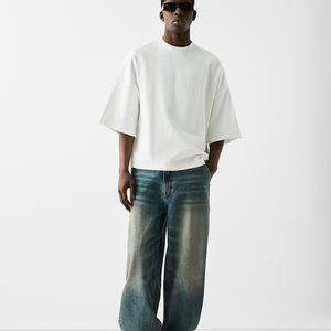 T-shirts blancs vierges épais et amples à épaules tombantes, style streetwear, grande taille, personnalisables pour hommes – Vente en gros - Product Image 4