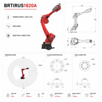 BORUNTE Bras robotisé industriel 6 axes, charge utile 20 kg, portée 1895 mm, répétabilité ±0,05 mm pour le soudage et la manutention des matériaux