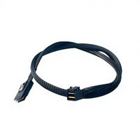 Kabel Data Hengyu Mini SAS SFF-8643 Elbow, Konduktor Tembaga Berlapis Timah, Selubung Nilon, Kepang, PCI-E 4.0 MCIO 4X 4i, Transmisi Cepat, 50CM
