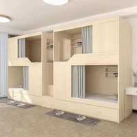 Cama litera tipo cápsula de madera maciza duradera con barandilla de seguridad y escalera, cuatro cajones, camas superior e inferior para el hogar y dormitorios juveniles