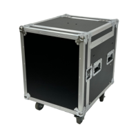 Flight case OEM 8U+4U de haute qualité pour amplificateur d'affichage karaoké, avec couvercle rabattable, vérins hydrauliques, roulettes pivotantes à 4 roues, étanchéité IP67