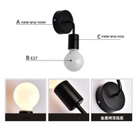 Lampe murale créative en fer nordique minimaliste moderne douille E27 intérieur extérieur salon chambre décor lampe de lit de chevet