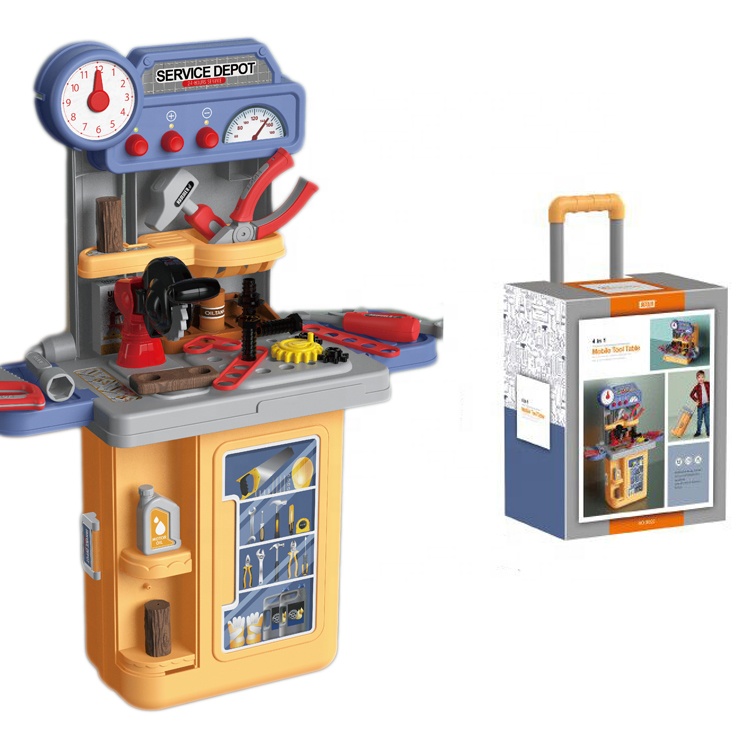 4 IN 1 Deluxe mechanic suitcase kids plastic toy DIY work shop repair pretend play pull rod tool table set toy