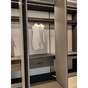 <span class=keywords><strong>Armario</strong></span> de madera de 6 puertas económico dormitorio de lujo moderno construido al amanecer con estanterías integradas y rieles colgantes - Product Image 3