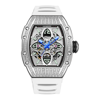 Montre-bracelet mécanique HANBORO entièrement automatique pour homme, boîtier carré en acier inoxydable, étanche, aiguilles lumineuses, bracelet en caoutchouc