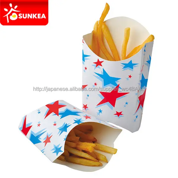 Envases biodegradables reciclables Chips Kraft taza de papel para comida rápida patatas fritas