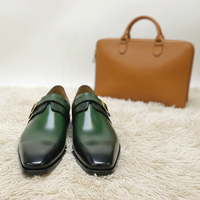 Chaussures habillées de luxe pour hommes, à boucle simple, en cuir finition artisanale, grande taille EU 48