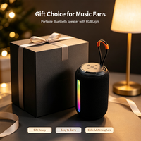 Haut-parleur stéréo portable en tissu pour l'extérieur, mini enceinte sans fil Bluetooth avec lumière RVB pour le camping et les fêtes à domicile – Offre Spéciale