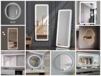 Moderne Tendance 2025 Décor Salon Mur Led Miroir En Aluminium avec Éclairage Intelligent Écologique Conception Personnalisée pour Salon