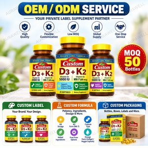 วิตามินดี3 เค2 แบบ OEM 5000 IU พร้อม MK-7 100 ไมโครกรัม ซอฟต์เจลฉลากส่วนตัว ขายส่ง บรรจุภัณฑ์แบบกำหนดเอง - Product Image 6