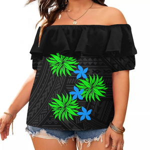 Hawaiian Tropical Flower Rüschen blusen Casual Puff Sleeve Off Shoulder Frauen Tops Chiffon Shirts Vestidos Elegantes Para Mujer - Product Image 4