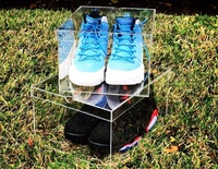 Boîtes de rangement pour chaussures en acrylique transparentes sur mesure, prix d'usine, vente en gros, pour centre commercial