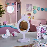 Miroir à main personnalisé en forme de couronne avec poignée en bois miroir décoratif moderne pour enfants princesse artisanat et miroir suspendu avec logo