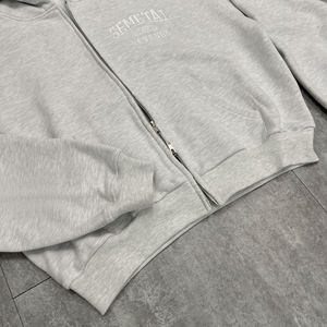 Sweat à capuche zippé en coton surdimensionné de haute qualité Sweat à capuche personnalisé lourd à double fermeture éclair Streetwear Broderie Sweat à capuche zippé - Product Image 5