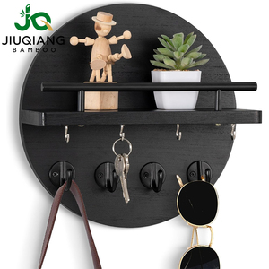Porte-clés mural JQ en bois avec étagère pour la décoration murale et de la maison - Product Image 1