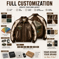 Blouson en cuir vintage personnalisé pour homme, marron vieilli, avec fermeture éclair, broderie montagne, style rétro moto bomber, OEM