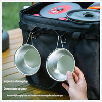 Sac de rangement multifonctionnel d'extérieur grande capacité pour camping et pique-nique, avec aluminium et rotin pour le rangement d'outils