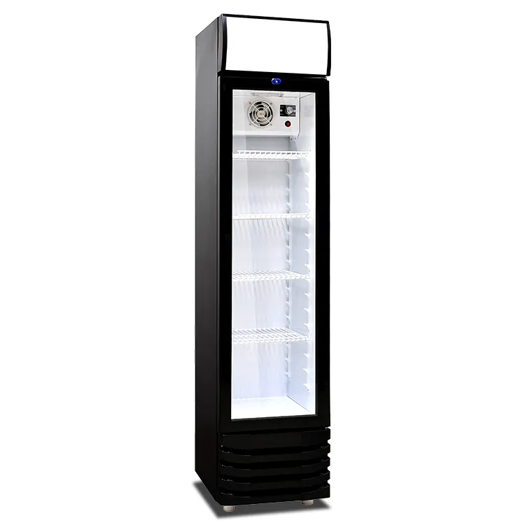 Pendingin es krim 135L, lemari es pintu tunggal, tampilan minuman Freezer vertikal