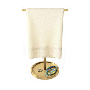 Portasciugamani con Vassoio Portaoggetti, Supporto per Asciugamani <span class=keywords><strong>da</strong></span> Bagno <span class=keywords><strong>da</strong></span> Appoggio, Portasciugamani Regolabile Retrattile a Forma di T - Product Image 6