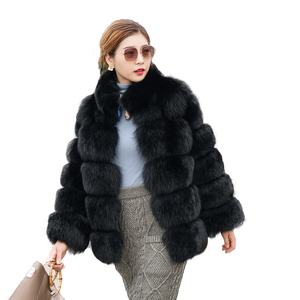 Abrigo <span class=keywords><strong>de</strong></span> invierno para mujer, abrigo <span class=keywords><strong>de</strong></span> piel <span class=keywords><strong>de</strong></span> zorro Real, negro, esponjoso, <span class=keywords><strong>2022</strong></span> - Product Image 1