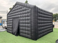 Tente Gonflable Noire Portable Grande Tente de Fête Maison Gonflable Tente Cube Gonflable Tente de Nuit Gonflable Chapiteau Gonflable