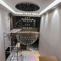 Lustre LED floral minimaliste moderne, grand luminaire suspendu de luxe pour escalier duplex, villa, plafond haut, salon