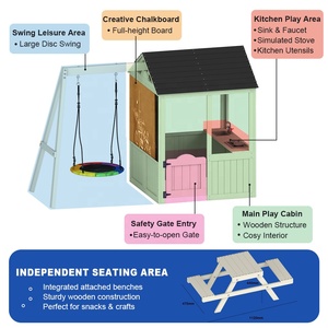 Maisonnette <span class=keywords><strong>de</strong></span> <span class=keywords><strong>jeu</strong></span> pour enfants en bois, imperméable, pour extérieur, jardin et cour arrière, thème caserne <span class=keywords><strong>de</strong></span> pompiers - Product Image 4