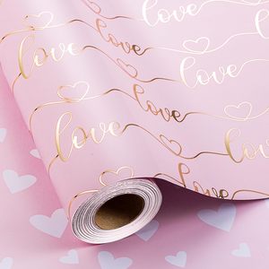 Pink Love Wrapping Paper 17 In X 32.8 Ft Reversible Heart Design For Valentine Birthday Wedding Gift Wrap - Product Image 1