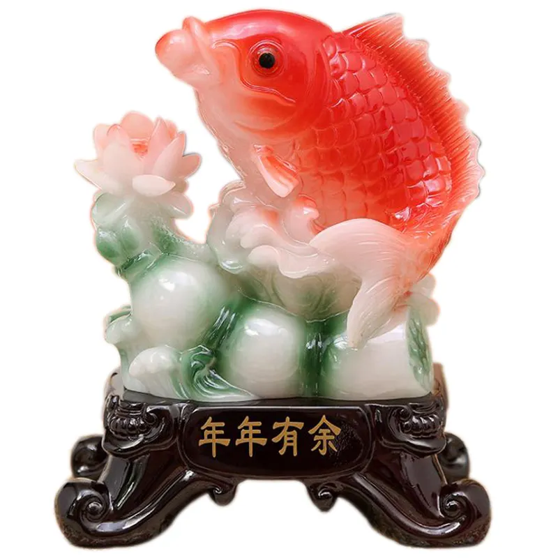 รูปปั้นปลาฮวงจุ้ยเรซิ่นจีน