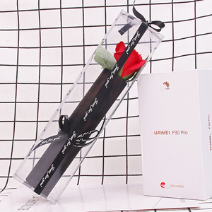 Saint-Valentin, boîte en PVC unique, tube carré, rose unique en savon, fleur de savon œillet - Product Image 3