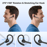 Nouveau casque d'écoute professionnel sans fil mono-auriculaire couleur noire avec double microphone et suppression du bruit ENC, personnalisable avec logo, pour chauffeurs et employés de bureau