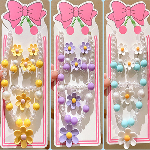 Set di gioielli di perle da principessa per bambini orecchini alla moda e <span class=keywords><strong>collana</strong></span> di fiori per piccole principesse - Product Image 2