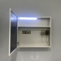 Meuble-lavabo mural WJL en acier inoxydable de haute qualité, étanche, avec lavabo en céramique et miroir éclairé