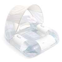 Bouée gonflable flottante avec parasol, en PVC à rayures pailletées, chaise longue aquatique, marque Yundong, modèle C-104