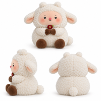 Animaux en peluche personnalisés mignons, agneau en peluche avec fleurs, expressions faciales personnalisables, rembourrage en PP, design parfait pour mascotte d'entreprise