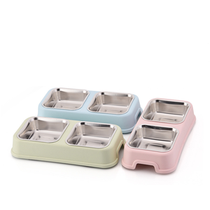 Lynpet Retângulo Em Forma Removível Plástico Aço Inoxidável Duplo <span class=keywords><strong>Pet</strong></span> Alimentação Tigelas Dog Food <span class=keywords><strong>Bowl</strong></span> Cat Alimentador De Água - Product Image 2