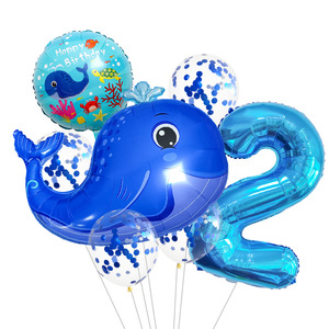 <span class=keywords><strong>Globo</strong></span> de película de aluminio semanal de ballenas de dibujos animados lindos para decoración de fondo de fiesta de cumpleaños - Product Image 3